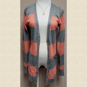 Poof! Gray & Coral Cardigan